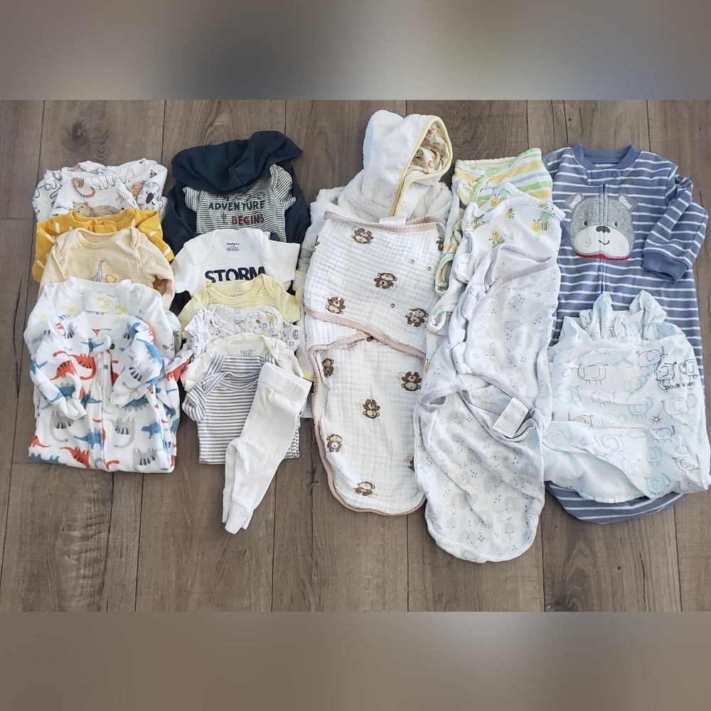 NB, bundle sleepers, sleep sacks, outfits